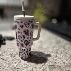 Heart Patterned Travel Mug